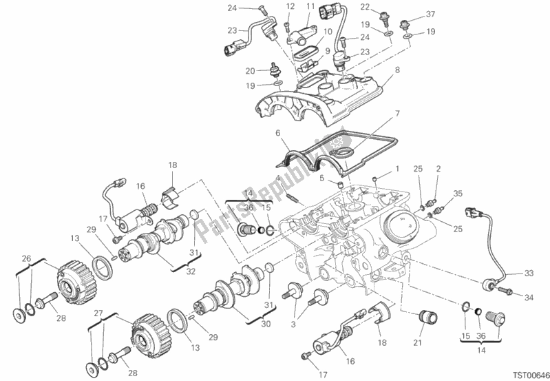 Todas as partes de Cabeça Do Cilindro Vertical - Cronometragem do Ducati Diavel 1260 S USA 2019